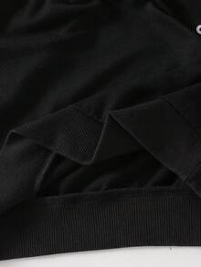 SHEIN 青少年女孩不对称领蝴蝶结装饰长袖套头衫 - 黑色 - 查看 6