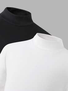 2 件套男童保暖内衣上衣，舒适修身高领长袖衬衫，多色，秋冬新品 - 彩色 - 查看 3