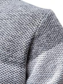 Manfinity Mode 男士保暖内衬罗纹针织高领套头毛衣，长袖，蓝色撞色设计，收口下摆，休闲现代风格 - 藍色 - 查看 3