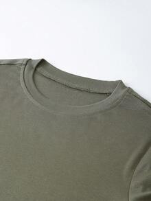 INAWLY Olive Green Women's Slim Fit Long Sleeve Crew Neck T-Shirt - Army Green - View 4