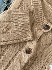 INAWLY 女士时尚休闲度假甜美经典钩针开衫 - 杏色 - 查看 6