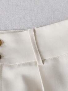 Airaco Women's Elegant Ruched Ruffle Suit Set, Suitable For Commuting, Vacation, And Gatherings, Autumn/Winter - Apricot - View 5