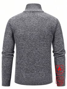 Calvornis 男士保暖内衬休闲几何图案毛衣，秋冬圣诞款，长袖上衣 - 淺灰色 - 查看 2