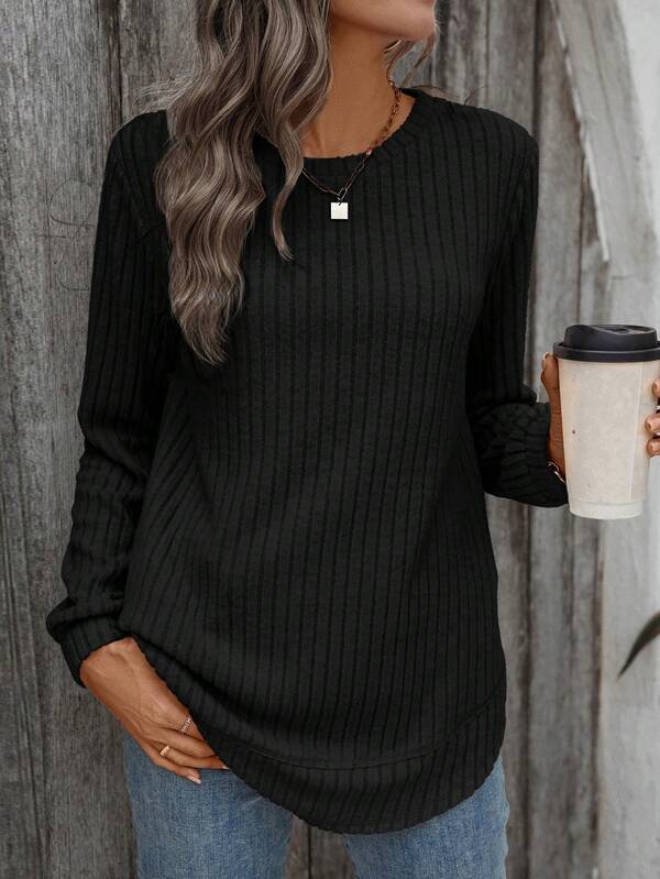 EMERY ROSE Plus Size Solid Color Casual Pullover Sweatshirt, Autumn/Winter New Year Lookmaija Fall Winter 2025 Fall/Winter Party Elegant Dress Women New Year Clothes Elegant Dress Women