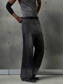 NEON BLANC Chosen One Men's Rhinestone Embellished Jeans - Black - View 4