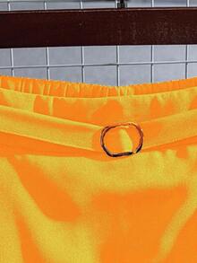 GlowEve Women's Elegant Solid Color Mermaid Hem Skirt, Suitable For Commuting - Yellow - View 5