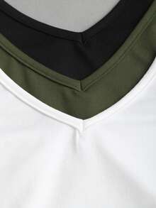 Sweetra 3pcs Women Solid Color Halter Neck Camisole Set - Multicolor - View 7