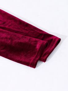 Girls' Vintage Elegant Velvet Scoop Neck Long Sleeve Dress, Fashion Beaded Hem Decoration, Autumn/Winter Christmas Outfits Elegant Long Sleeve Dress Christmas Dress Velvet Dress Vintage Girls Dress  Princess  Halloween/Christmas Party Dresses For  Vacation  Autumn And Winter