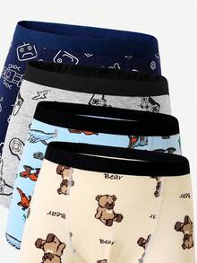 男童短裤 棉质游戏机机器人恐龙熊印花棉质平角内裤