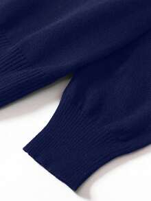 Manfinity Homme Plus Size Men's Casual Solid Color Button-Up Long Sleeve Cardigan, Fall/Winter Men Knitted Button Up - Royal Blue - View 3