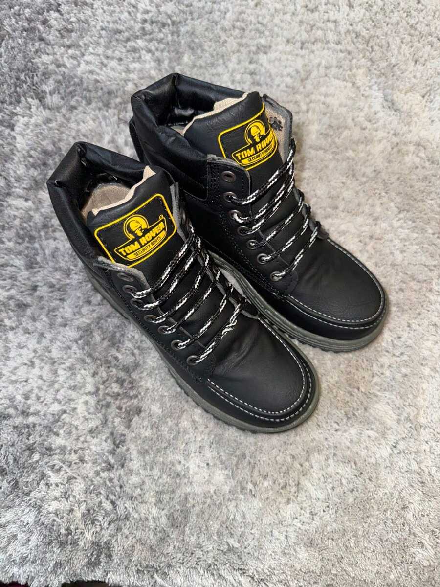 Hombre impermeable resistente punta redonda cordones suela antideslizante estilo outdoor trabajo invierno bota corta - Negro - Ver 1