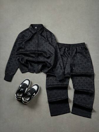 Manfinity EMRG Men's Casual Long Sleeve Shirt & Pants Set, Fall Clothes