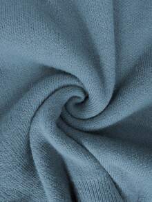 SHEIN Elenzya Elegant Hazy Blue Asymmetric Collar Long Sleeve Knit Sweater, Fashionable Everyday Versatile Women Pullover, Autumn/Winter