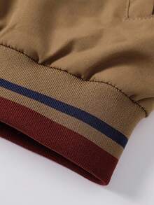 Manfinity Homme Chaqueta casual con cremallera de manga larga y unicolor para hombres de talla grande, chaqueta vintage casual marrón para hombres - Caqui - Ver 6