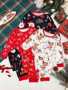 Christmas Pajamas Set Young Girls Pajamas Kids Christmas Pjs Family Christmas Matching Pajamas Set - Multicolor - View 3