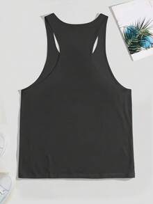 Manfinity Homme Plus Size Men's Solid Color Crew Neck Sleeveless Casual Tank Top - Dark Grey - View 2