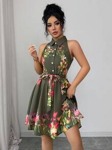 Vestido de algodón de hombros descubiertos a rayas de moda para mujer, de verano - Multicolor 10 - Ver 6