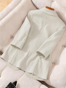 Regalyn Plus Size Women's Solid Color Lapel NeckLong Sleeve Casual Jacket Winter Fall Autumn