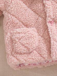 Souflis Souflis 2 Stücke Set: Lässige Jacke mit Fleecekragen und klassische normale Hose, geeignet für Schule, Ausflüge und zum Spielen, Mädchen-Kleinkind-Outfit, Baby-Winter-Sets für Mädchen, warme Baby-Mädchen-Kleidung, Kleinkind-Winterkleidung, 2 Stücke Baby-Set für Herbst und Winter