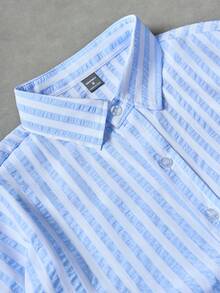 Manfinity EMRG Men's Short Sleeve Striped Single-Breasted Casual Pocket Shirt - Multicolor - View 5