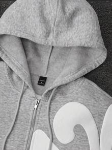 PAVTROS Manfinity Streetrush Men's Thermal Lined Street Style Popular INS With 2-In-1 Drawstring Waist Letter Foam Print Three-Dimensional Strong Hoodie And Pants Set, Suitable For Outdoor Music Festivals, Nightclubs, Boyfriend/Husband Gifts, Anniversary Gifts, Light Gray, Men's Sportswear Set, Hoodie And Sportswear Set, Designer Sportswear, 2000s Style Men's Letter Print Hoodie And Sweatpants Set Men 2 Pieces Grey Foam Printing, Fall Winter Clothes - Grey - View 6