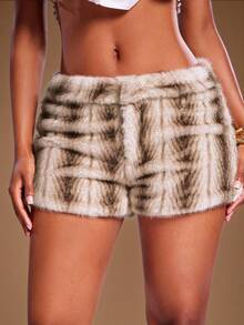 Denimoi Shorts mini micro de piel sintética, shorts calientes, shorts sexys, para salir de noche - Beis - Ver 1