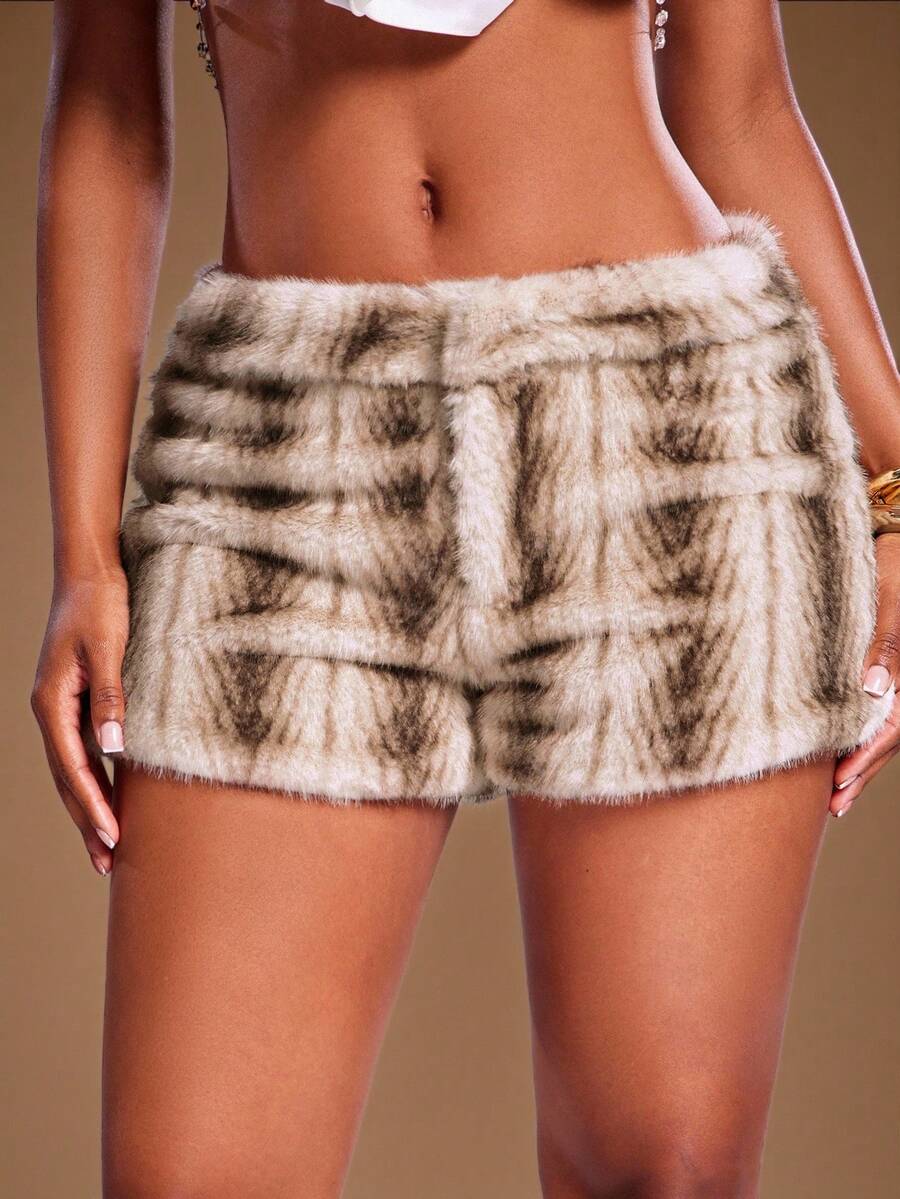 Denimoi Shorts mini micro de piel sintética, shorts calientes, shorts sexys, para salir de noche - Beis - Ver 1