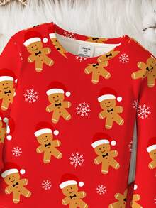 SHEIN Young Boy Christmas Themed Graphic Print Snug Fit Round Neck Long Sleeve Top And Pants Pajama Set, Suitable For Autumn/Winter And Christmas Season - Multicolor - View 4
