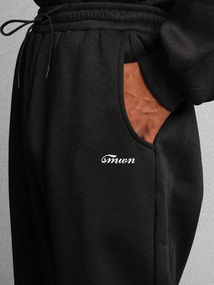 SUMWON Oversized Skater Wide Leg Winter Casual Sweatpants Loungewear Drawstring Jogger Fleece Bottom With Side Pockets Elastic Ankle Plain
