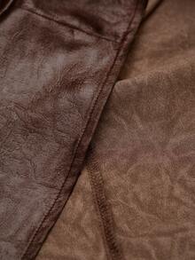 SHEIN Stylify 25+ 女士亚麻圆领束腰 H 字形咖啡色腰带细节超长波西米亚休闲连衣裙、工作服、秋冬 - 棕色 - 查看 7