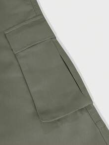 Manfinity Homme Men's Solid Color Cargo Pocket Straight Loose Casual Pants Men Cargo Pants Men Cargo Pants With Back Pocket Cargos For Men Manfinity Men Cargo Pants - Mint Green - View 4