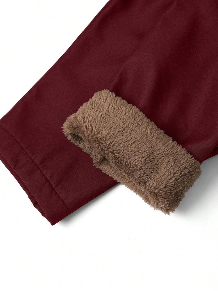 GlowEve Women's Fluffy Hooded Long Regular Jacket - Burgundy - View 5