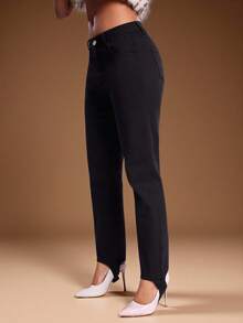 Denimoi High Rise Skinny Leg Stirrup Jeans, High Waist Jeans, GNO, Date Night, Fashionable - Black - View 5