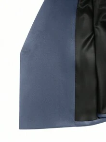 Calvornis 男士纯色翻领带孔眼细节长袖西装外套和裤子休闲商务正装套装 - 淺藍色 - 查看 8