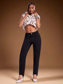 Denimoi High Rise Skinny Leg Stirrup Jeans, High Waist Jeans, GNO, Date Night, Fashionable - Black - View 3