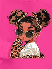 SHEIN Girls Cute Girl Silhouette Fashion Print Casual Long Sleeve T-Shirt & Leggings Set