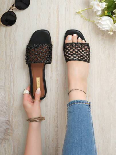 Sandalia plana mujer, sandalia tejido artesanal, sandalia casual verano, sandalia fresca cómoda, sandalia estilo natural.