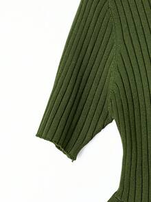 GlowEve 新款V领女开衫背心，简约欧美风，纯色优雅百搭针织上衣 - 軍綠色 - 查看 5