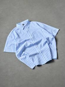 Manfinity EMRG Men's Short Sleeve Striped Single-Breasted Casual Pocket Shirt - Multicolor - View 3