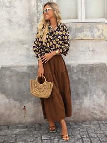 Brillora Camisa casual de manga larga con estampado total y abotonadura sencilla para mujer, estilo bohemio, boho chic, boho, ropa occidental, otoño, Halloween, salir, estilo de dinero antiguo, elegante - Negro - Ver 5
