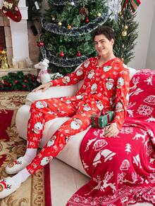 FamilyFrolics 2pcs Christmas Men's Pajama Set, Fall Winter Clothes - Red - View 6