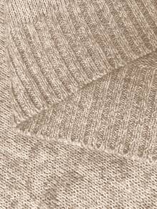 Elenzga 大码女式休闲宽松圆领长袖落肩套头毛衣，秋冬 - 卡其色 - 查看 8