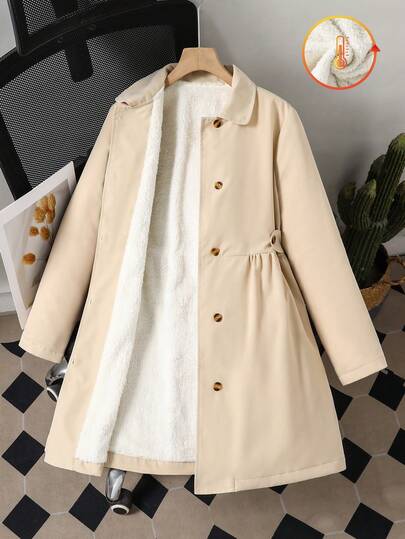 Sparklyn Chaqueta cortavientos con capucha para niña preadolescente, forrada térmicamente, diseño de cintura con cordón, corte holgado clásico, adecuada para uso casual, ir y venir, actividades al aire libre, otoño/invierno