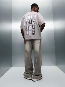 PLAYBOY X SUMWON 复古杂志封面印花宽松圆领短袖棉质 T 恤休闲街头服饰夏季春季 - 灰色 - 查看 4