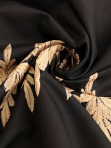 Brillora Vestido midi de mujer con cuello en V y medio abierto, de tela texturizada, corte holgado, manga larga, adecuado para salidas y vacaciones, otoño/invierno - Negro - Ver 8