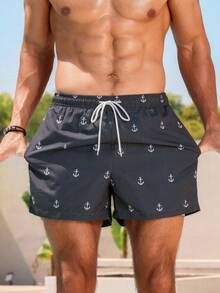 Manfinity Swimmode Herren Modische Strandhosen, geeignet für den Sommer, Hawaii-Stil - Dunkelgrau - Übersicht 5