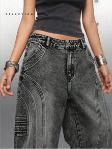 LYSMO Women's Casual Distressed Loose Fit Jeans With Slant Pockets, Autumn - Black - View 6