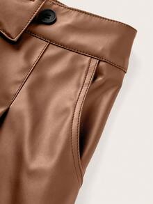 Franclia Women's Fashionable Solid Color Button Decorated Shorts - Brown - View 4
