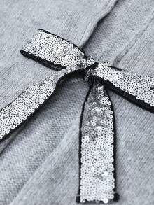 Selianne Women's Loose V-Neck Bowknot Sequin Decor Fashion Party Cardigan Sweater, Autumn/Winter - Grey - View 6