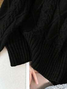 GlowEve CURVE Große Größen eleganter luxuriöser grauer Strickpullover mit Peter-Pan-Kragen, Schleife und Langarm, dick